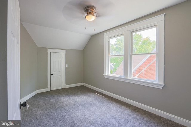 4001 Ridgecroft Rd, Baltimore, MD 21206 - additional living space with carpet floors, vaulted ceiling, and ceiling fan