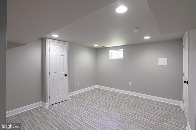 4001 Ridgecroft Rd, Baltimore, MD 21206 - below grade area featuring light wood finished floors and recessed lighting