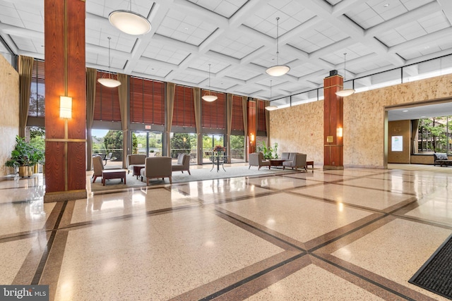 5501 Seminary Rd Unit 407S, Falls Church, VA 22041 - lobby with a towering ceiling and beamed ceiling