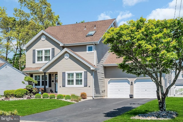 1632 Breakers Dr, Manahawkin, NJ 08050 - traditional home featuring driveway, a front lawn, an attached garage, and a shingled roof
