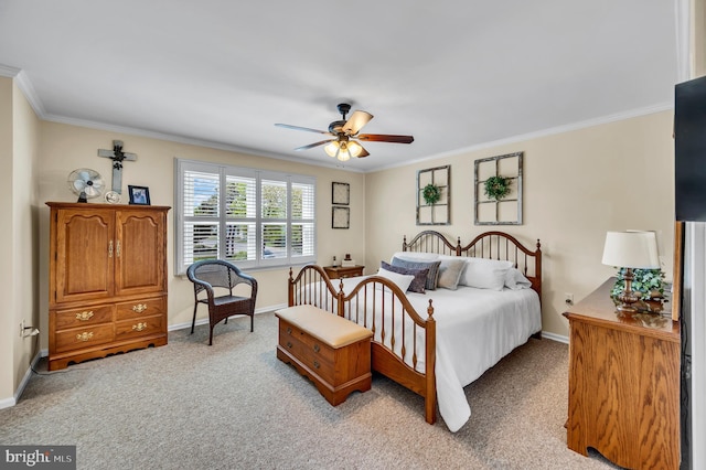 1632 Breakers Dr, Manahawkin, NJ 08050 - bedroom with crown molding, light carpet, and ceiling fan