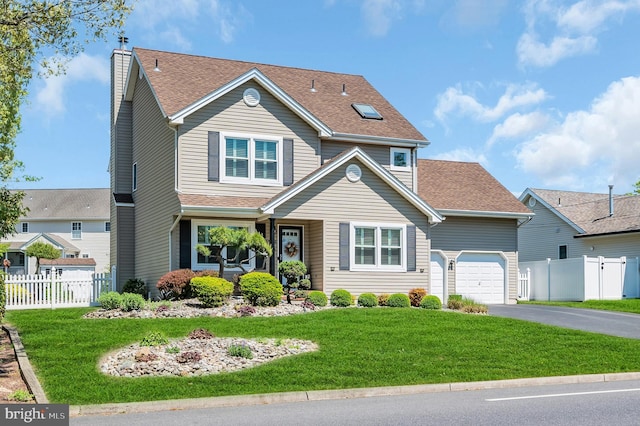 1632 Breakers Dr, Manahawkin, NJ 08050 - traditional-style house with a chimney, driveway, a garage, and roof with shingles