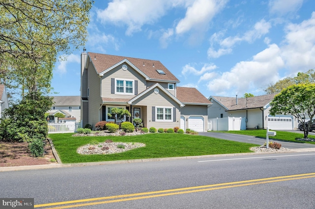 1632 Breakers Dr, Manahawkin, NJ 08050 - traditional-style house with asphalt driveway, a chimney, an attached garage, and roof with shingles