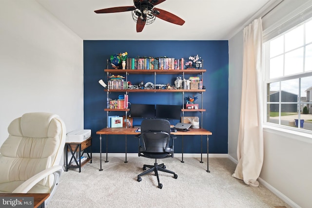 2014 Fauna Dr, Frederick, MD 21702 - carpeted home office featuring healthy amount of natural light and ceiling fan