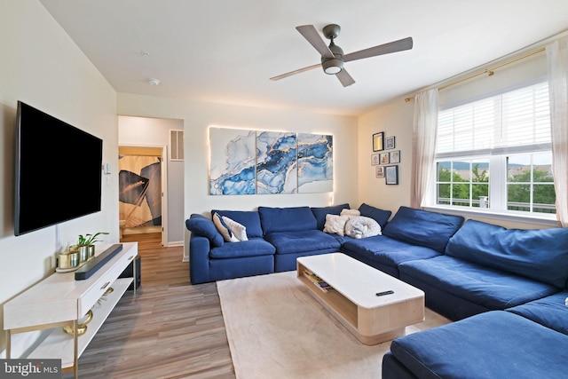 2014 Fauna Dr, Frederick, MD 21702 - living room featuring a ceiling fan and light wood-style floors