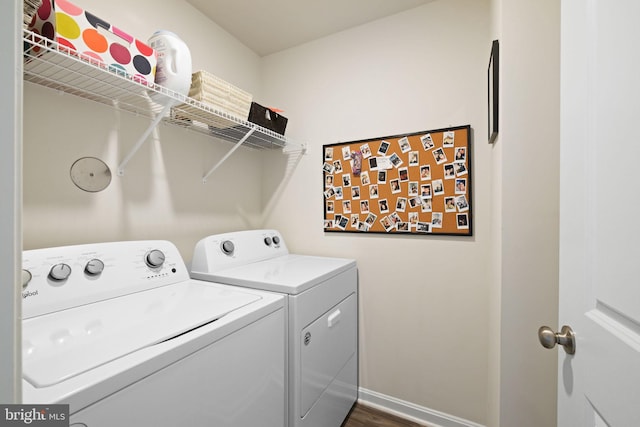 2014 Fauna Dr, Frederick, MD 21702 - laundry room with independent washer and dryer and dark wood-type flooring