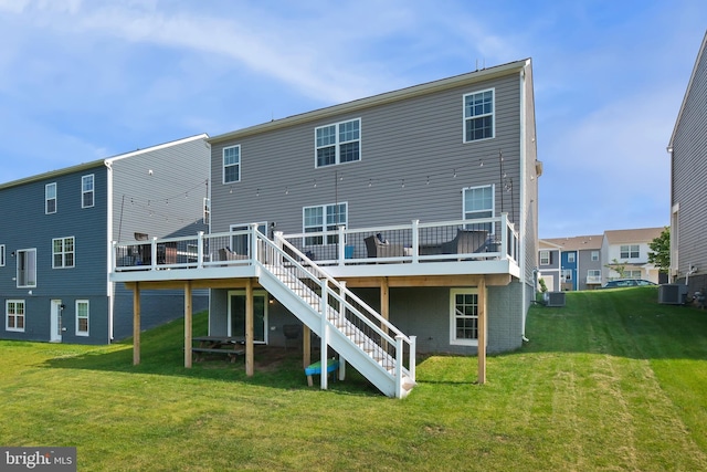 2014 Fauna Dr, Frederick, MD 21702 - back of house featuring a wooden deck, a lawn, and stairway