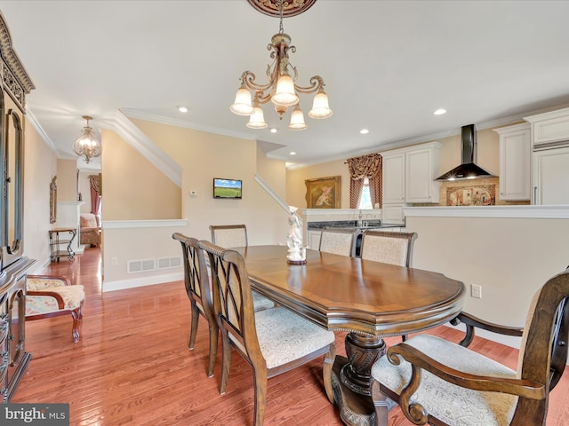 42 Bissenden Way, Reinholds, PA 17569 - dining room featuring a chandelier, light wood finished floors, ornamental molding, and recessed lighting