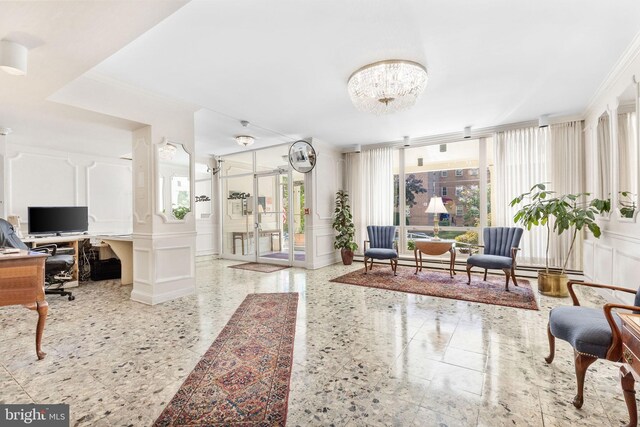 1301 N Harrison St Unit 1106, Wilmington, DE 19806 - common area featuring a decorative wall, crown molding, and wainscoting