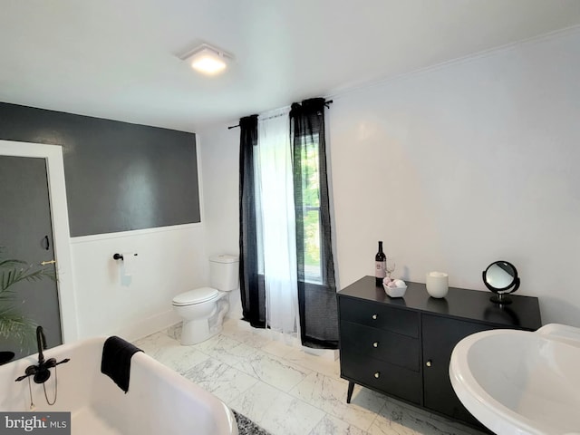 189 Rolling Stone Rd, Kylertown, PA 16847 - bathroom with a freestanding tub and marble look tiles