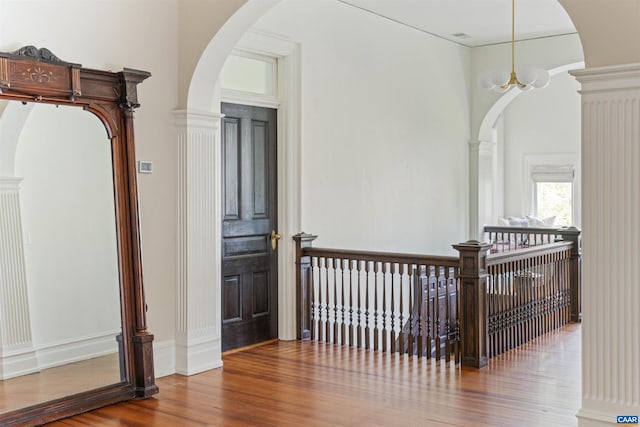 2024 Rivermont Ave, Lynchburg, VA 24503 - hall with wood finished floors and arched walkways