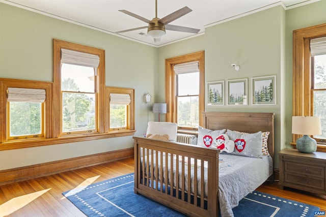 2024 Rivermont Ave, Lynchburg, VA 24503 - bedroom featuring ornamental molding, wood finished floors, and ceiling fan