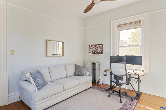2024 Rivermont Ave, Lynchburg, VA 24503 - office area featuring radiator, a ceiling fan, and wood finished floors