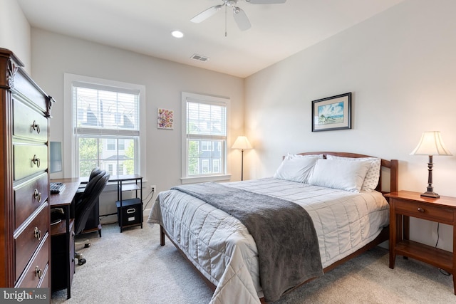 6006 Charles Xing, Ellicott City, MD 21043 - bedroom featuring light colored carpet, a desk, ceiling fan, and recessed lighting