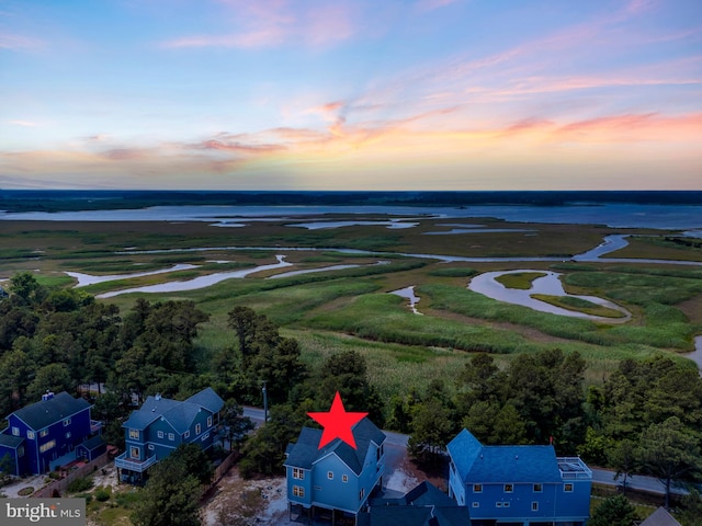 1510 N Bay Shore Dr, Milton, DE 19968 - aerial view at dusk of a water view, a residential view, and golf course view