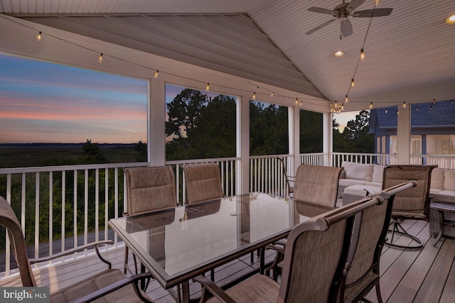 1510 N Bay Shore Dr, Milton, DE 19968 - deck with a ceiling fan and outdoor dining space