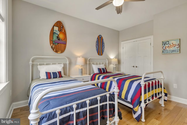 1510 N Bay Shore Dr, Milton, DE 19968 - bedroom featuring wood finished floors and ceiling fan