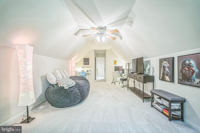 16206 Tiffany Ln, Haymarket, VA 20169 - sitting room with carpet floors, ceiling fan, and lofted ceiling