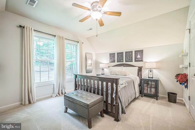 16206 Tiffany Ln, Haymarket, VA 20169 - bedroom featuring vaulted ceiling, carpet, and a ceiling fan