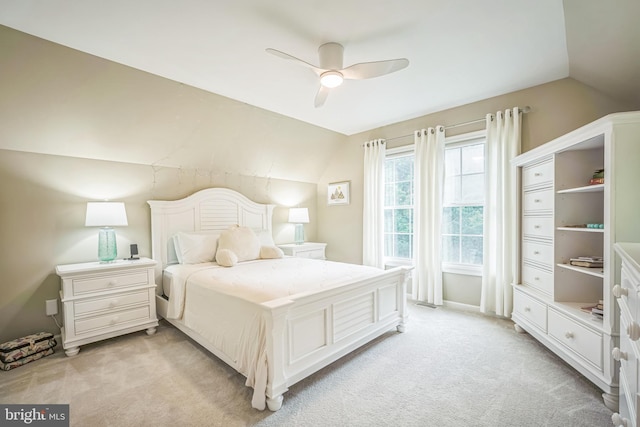 16206 Tiffany Ln, Haymarket, VA 20169 - bedroom featuring vaulted ceiling, light carpet, and ceiling fan