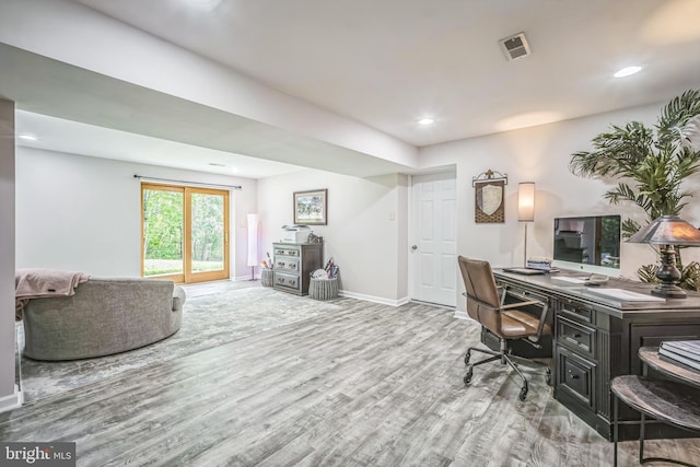 16206 Tiffany Ln, Haymarket, VA 20169 - home office with wood finished floors and recessed lighting