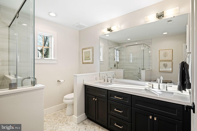 810 Cedar Ave, Haddonfield, NJ 08033 - bathroom featuring double vanity and a stall shower