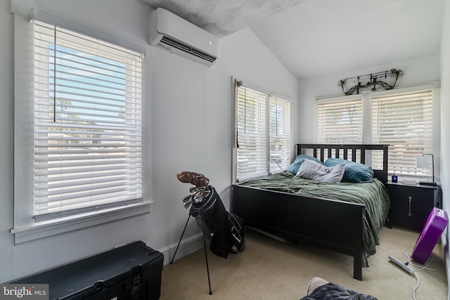 4006 6th St, North Beach, MD 20714 - carpeted bedroom featuring a wall mounted AC and lofted ceiling