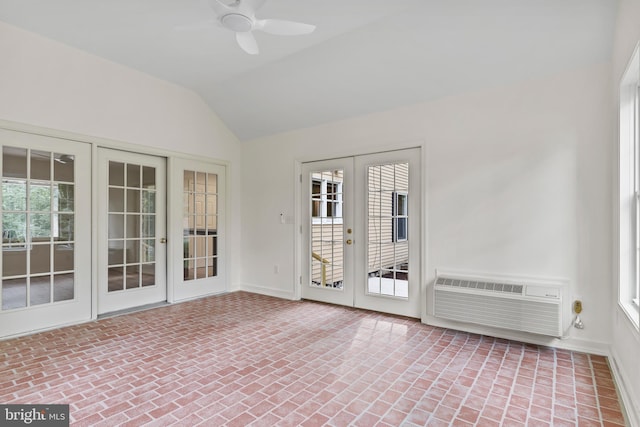 7 Forest Ln, Carlisle, PA 17015 - unfurnished sunroom with french doors, lofted ceiling, and a wall unit AC