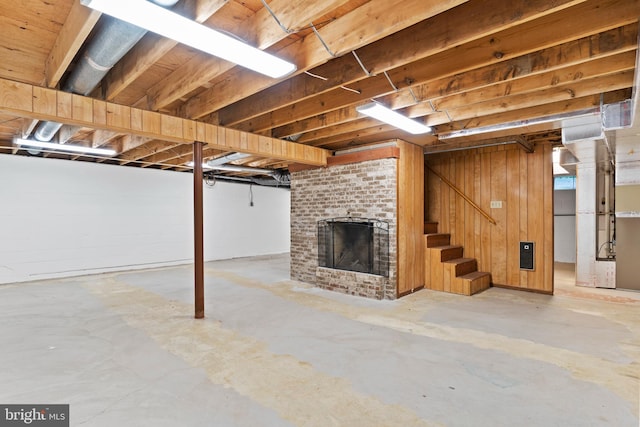 7 Forest Ln, Carlisle, PA 17015 - below grade area featuring stairway and a fireplace