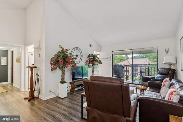 15301 Beaverbrook Ct Unit 92-3K, Silver Spring, MD 20906 - living area featuring high vaulted ceiling and dark wood-type flooring