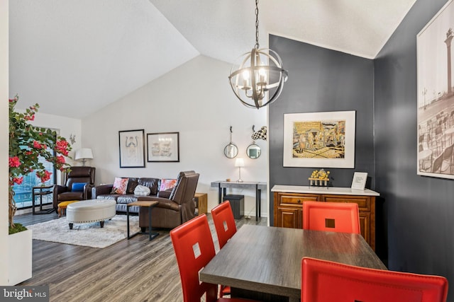 15301 Beaverbrook Ct Unit 92-3K, Silver Spring, MD 20906 - dining room featuring vaulted ceiling, a chandelier, and wood finished floors