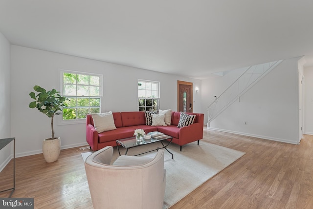 2818 Spiral Ln, Bowie, MD 20715 - living room featuring light wood-style floors and baseboards