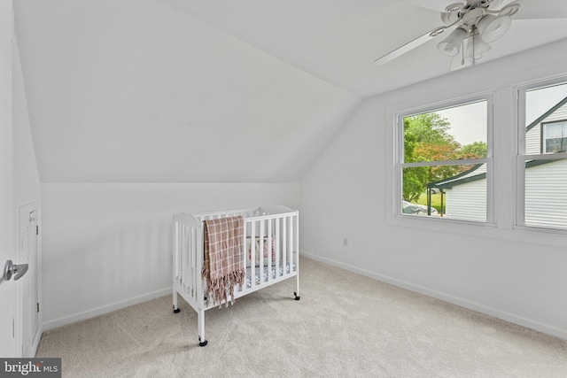 2818 Spiral Ln, Bowie, MD 20715 - bedroom featuring vaulted ceiling, carpet, and a ceiling fan