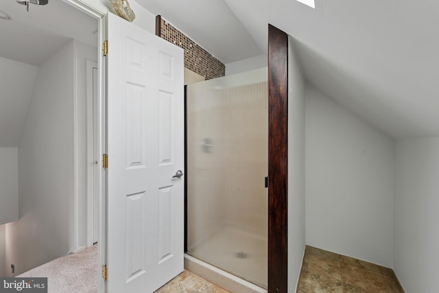 2818 Spiral Ln, Bowie, MD 20715 - full bathroom with a stall shower and lofted ceiling