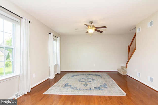 43 Oak Crest Ct, Hanover, PA 17331 - spare room with wood finished floors, healthy amount of natural light, ceiling fan, and stairs