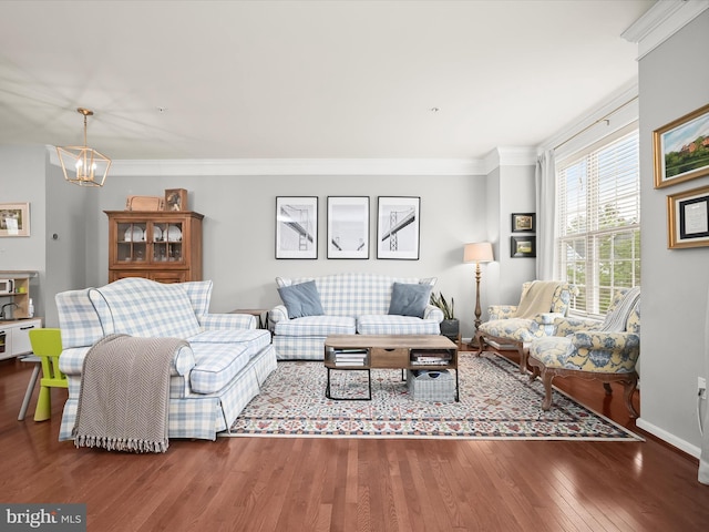 876 Nancy Lynn Ln, Arnold, MD 21012 - living room with a chandelier, wood finished floors, and ornamental molding