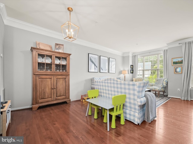 876 Nancy Lynn Ln, Arnold, MD 21012 - living area with a chandelier, wood finished floors, and ornamental molding