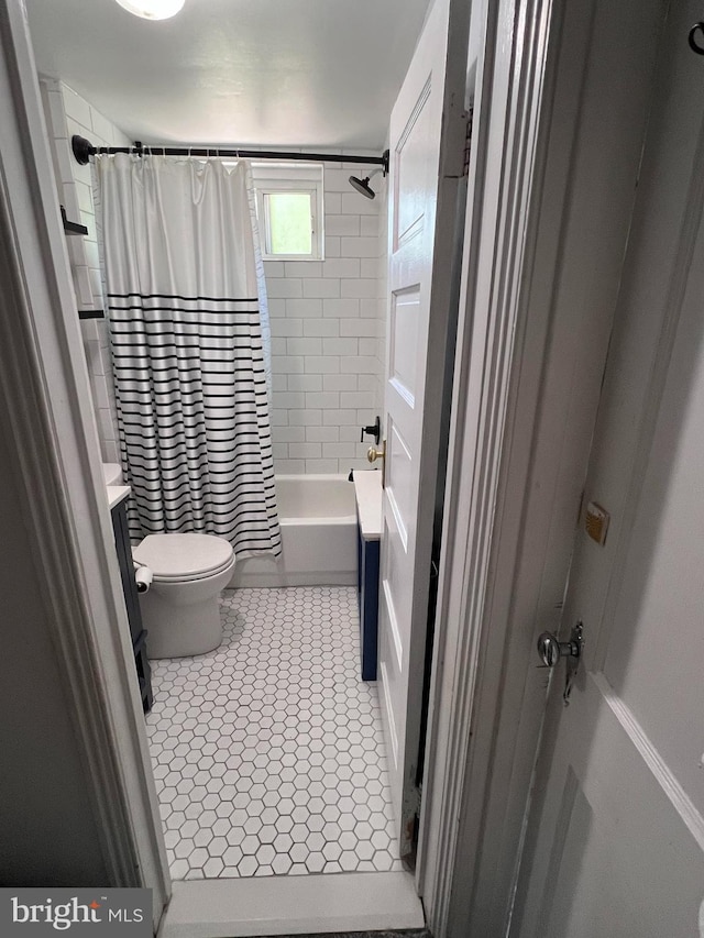 6022 Mccallum St, Philadelphia, PA 19144 - bathroom featuring tile patterned floors, shower / tub combo with curtain, and vanity