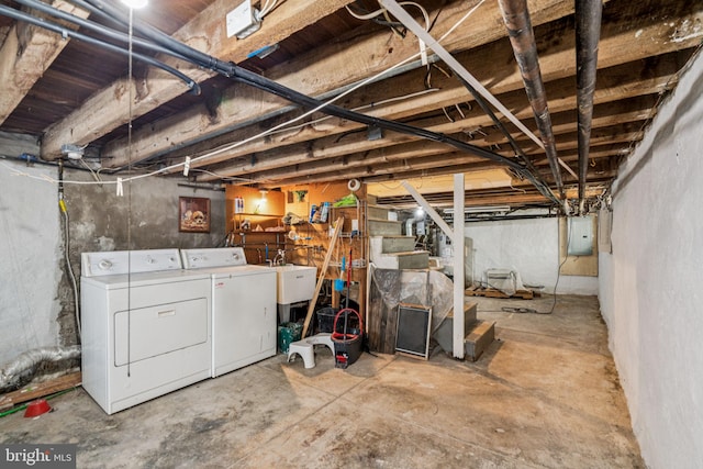 6022 Mccallum St, Philadelphia, PA 19144 - unfinished basement with washer and clothes dryer and electric panel