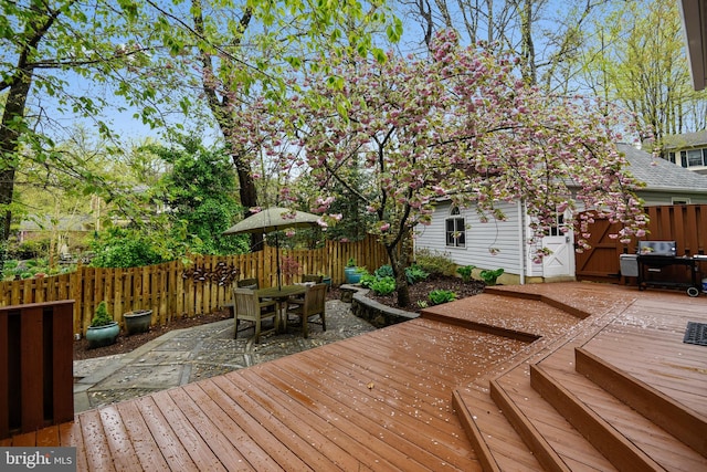 307 Shadow Walk, Falls Church, VA 22046 - deck featuring a fenced backyard, outdoor dining space, and a patio area