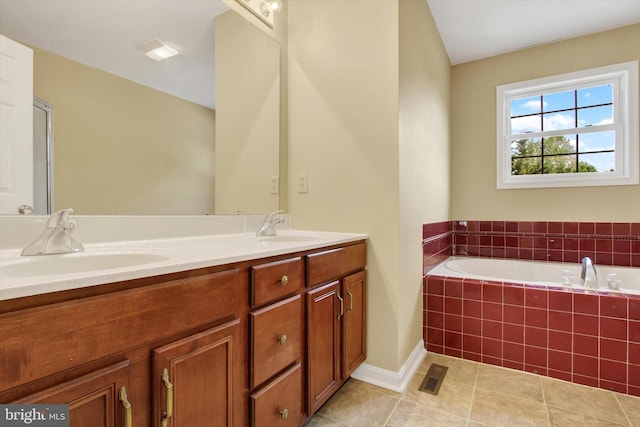 2785 Sparrow Dr, York, PA 17408 - full bath with double vanity, a garden tub, and tile patterned flooring