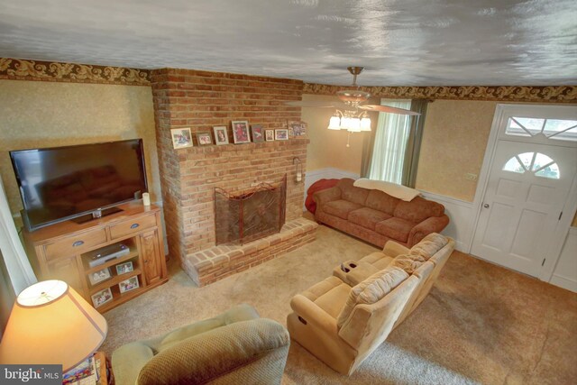 8029 Molly Pitcher Hwy, Shippensburg, PA 17257 - carpeted living area with a fireplace and a ceiling fan