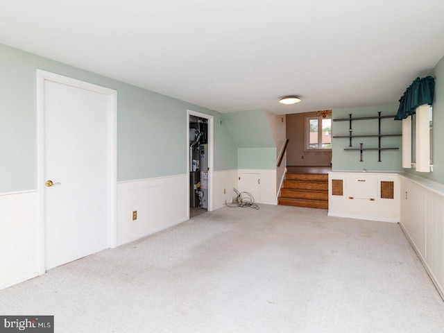 2868 Senak Rd, Abington, PA 19001 - interior space featuring a wainscoted wall, carpet flooring, and stairs