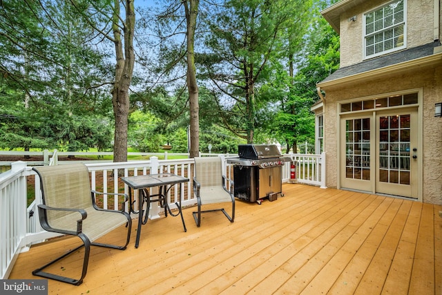 1 Ralph Marsh Dr, Glen Mills, PA 19342 - wooden terrace featuring grilling area and view of wooded area