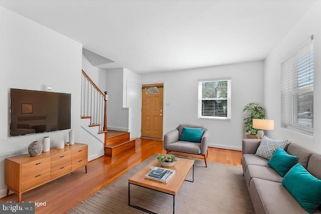 733 S Fayette St, Alexandria, VA 22314 - living room featuring wood finished floors and stairway