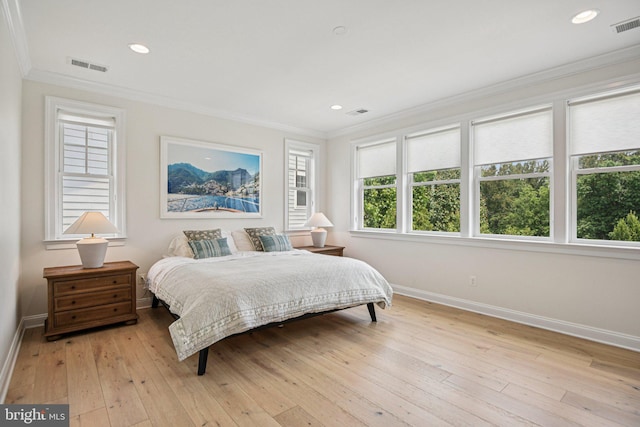 41550 Hepatica Ct, Ashburn, VA 20148 - bedroom featuring ornamental molding, light wood-style floors, and recessed lighting