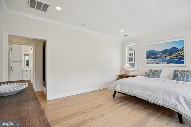 41550 Hepatica Ct, Ashburn, VA 20148 - bedroom with crown molding, light wood-style floors, and recessed lighting