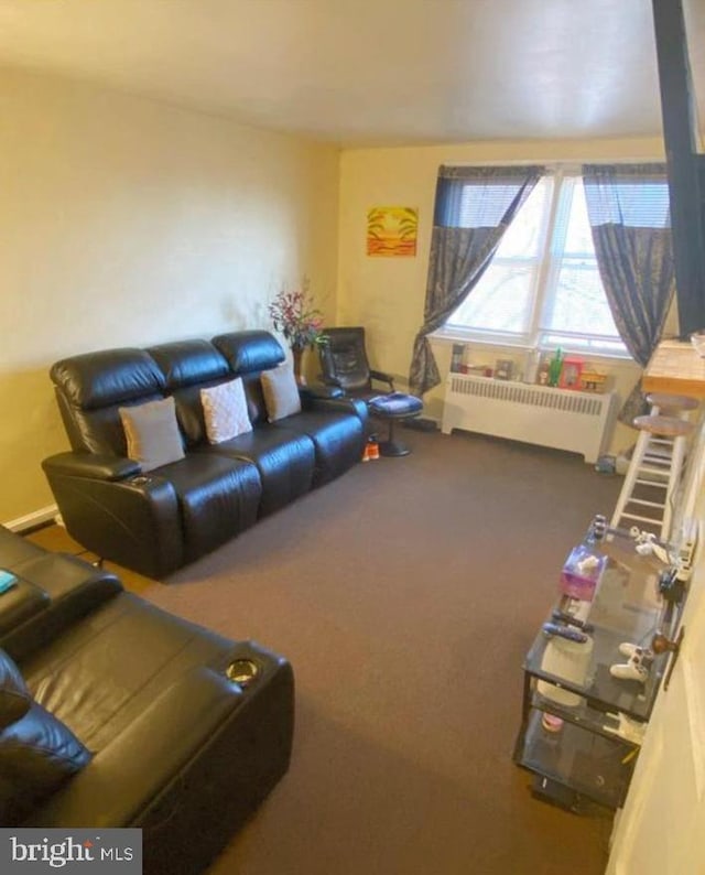 846 Windermere Ave, Drexel Hill, PA 19026 - carpeted living room with radiator heating unit