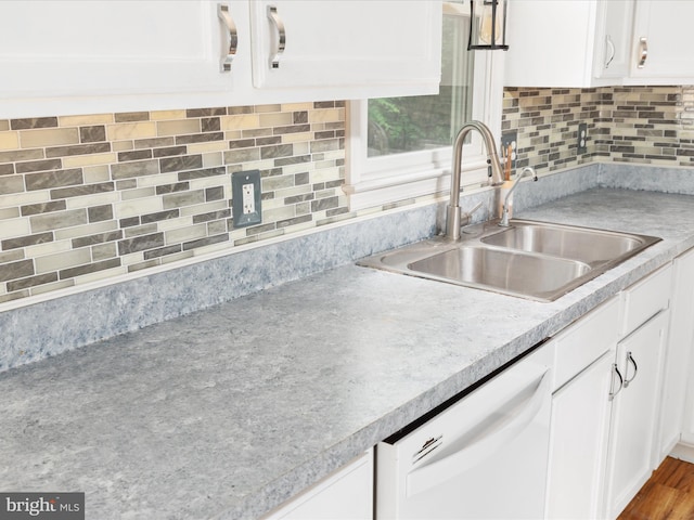 237 Lakeview Dr, Cross Junction, VA 22625 - kitchen with dishwasher, white cabinetry, decorative backsplash, and light countertops