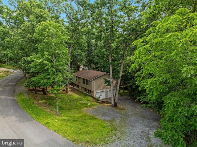237 Lakeview Dr, Cross Junction, VA 22625 - view of front of property featuring gravel driveway, a chimney, and an attached garage